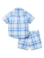 Baby Boy's The Cabana Plaid Short-Sleeve Shirt & Shorts Set