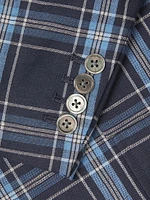 Plaid Wool & Linen-Blend Two-Button Suit Jacket