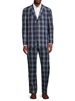 Plaid Wool & Linen-Blend Two-Button Suit Jacket