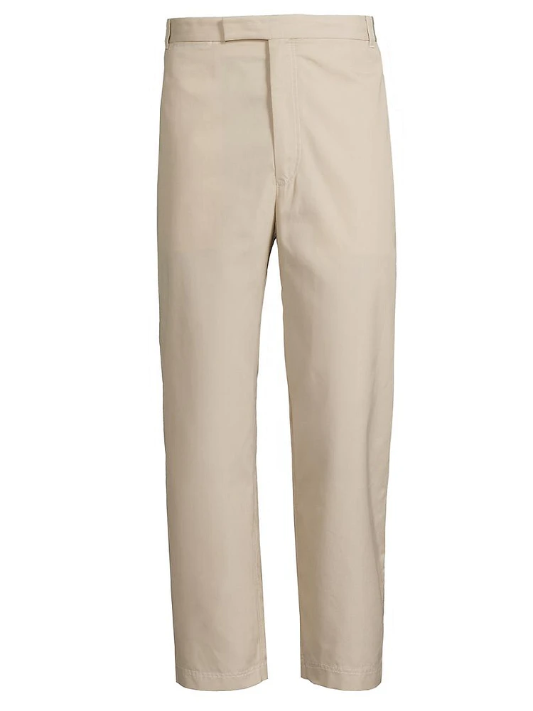 Cotton-Blend Straight-Leg Trousers