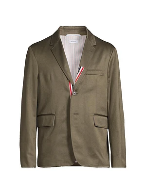 Unconstructed Cotton Two-Button Blazer