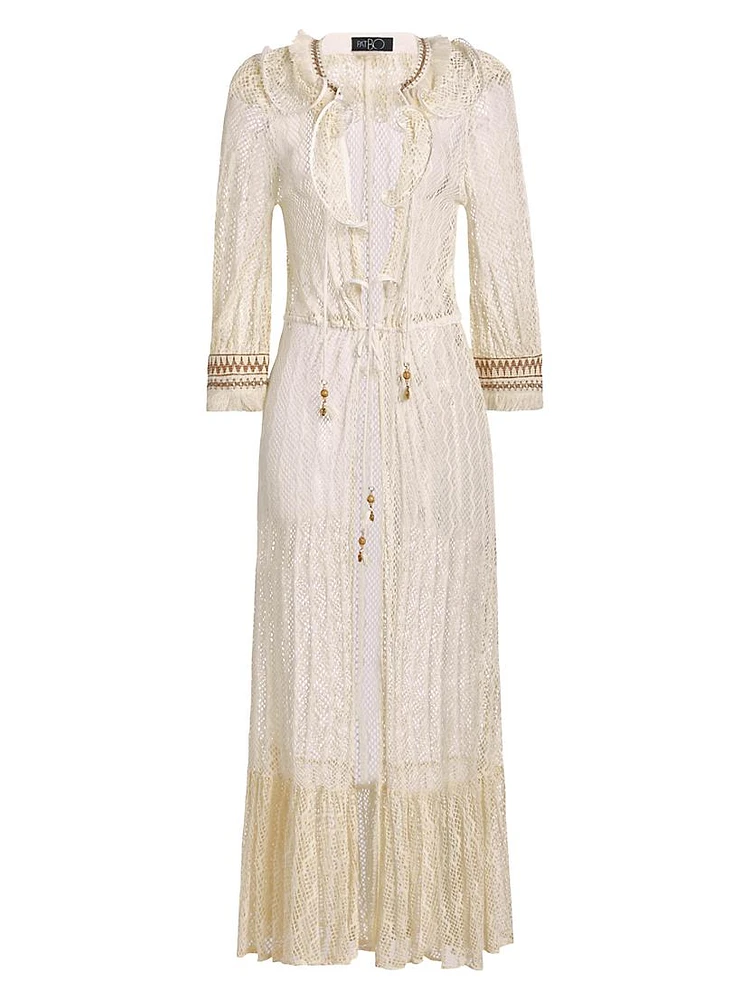 Jute-Trimmed Lace Cover-Up Robe