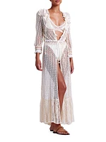 Jute-Trimmed Lace Cover-Up Robe