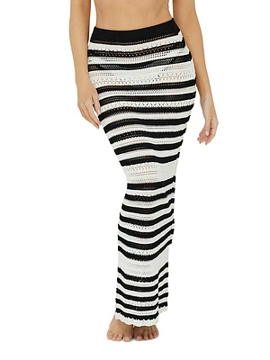 Haleyybaylee x PQ Striped Crochet Maxi Skirt