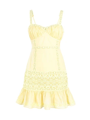 St Lucia Deborah Lace-Trimmed Cotton Minidress