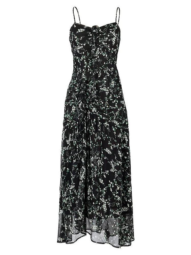 Provence Nirai Floral Silk Chiffon Maxi Dress