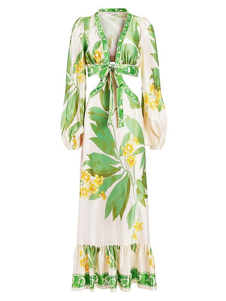 St Lucia Lydia Printed Silk Maxi Dress