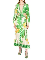 St Lucia Lydia Printed Silk Maxi Dress