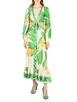 St Lucia Lydia Printed Silk Maxi Dress