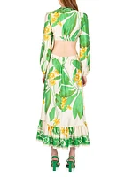 St Lucia Lydia Printed Silk Maxi Dress