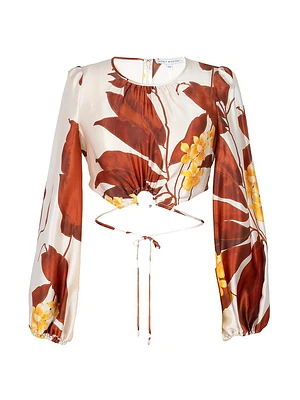 Lovina Donna Cropped Silk Blouse