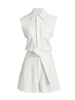 Eliza Denim Sleeveless Belted Romper