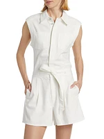 Eliza Denim Sleeveless Belted Romper