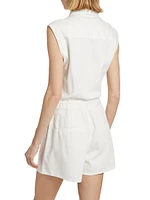 Eliza Denim Sleeveless Belted Romper