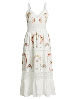 Edwina Embroidered Cotton Midi-Dress