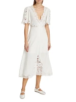 Marcella Lace V-Neck Midi-Dress