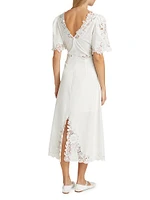 Marcella Lace V-Neck Midi-Dress