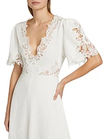 Marcella Lace V-Neck Midi-Dress