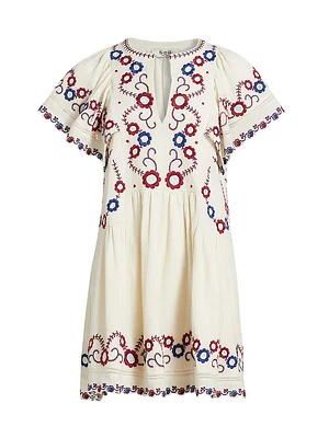 Soren Cotton Floral-Embroidered Minidress