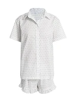 Karl Cotton Leaf-Print Frill Pajamas