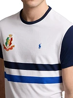 Striped Logo Crest Cotton T-Shirt