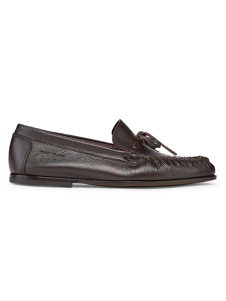 Montauk Tie Pebble-Grain Leather Moccasins