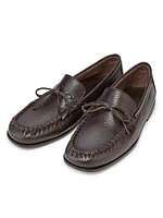 Montauk Tie Pebble-Grain Leather Moccasins