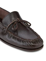 Montauk Tie Pebble-Grain Leather Moccasins