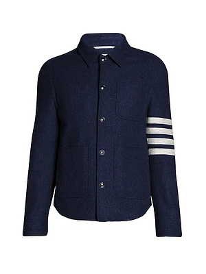 4-Bar Stripe Wool-Blend Utility Jacket