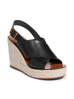 Pary Leather Espadrille Wedge Sandals