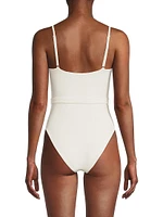 Chevron Belted One-Piece Swimsuit