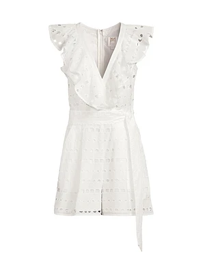 Darcy Geometric Eyelet Cotton Romper