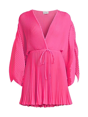 Pleated Chiffon Cover-Up Minidress