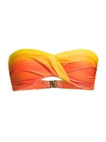 Sunset Stripe Twist Bandeau Bikini Top