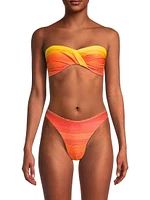 Sunset Stripe Twist Bandeau Bikini Top