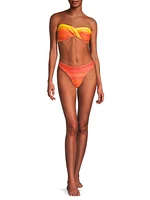 Sunset Stripe Twist Bandeau Bikini Top