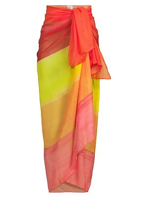 Sunset-Striped Chiffon Sarong