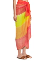 Sunset-Striped Chiffon Sarong