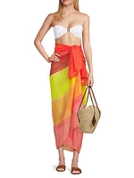 Sunset-Striped Chiffon Sarong