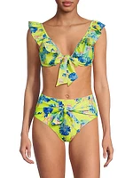 Floating Cosmos Ruffle Bikini Top