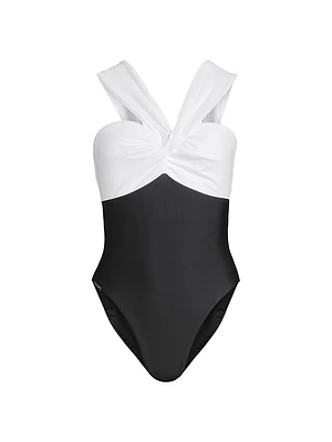 Betsy Colorblock Knotted One-Piece Swimsuit