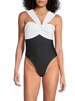 Betsy Colorblock Knotted One-Piece Swimsuit