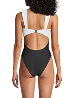 Betsy Colorblock Knotted One-Piece Swimsuit