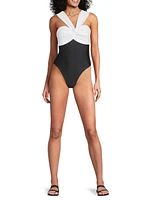 Betsy Colorblock Knotted One-Piece Swimsuit