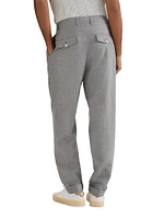 Virgin Wool Fresco Relaxed-Fit Trousers with Double Pleats