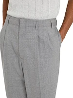 Virgin Wool Fresco Relaxed-Fit Trousers with Double Pleats