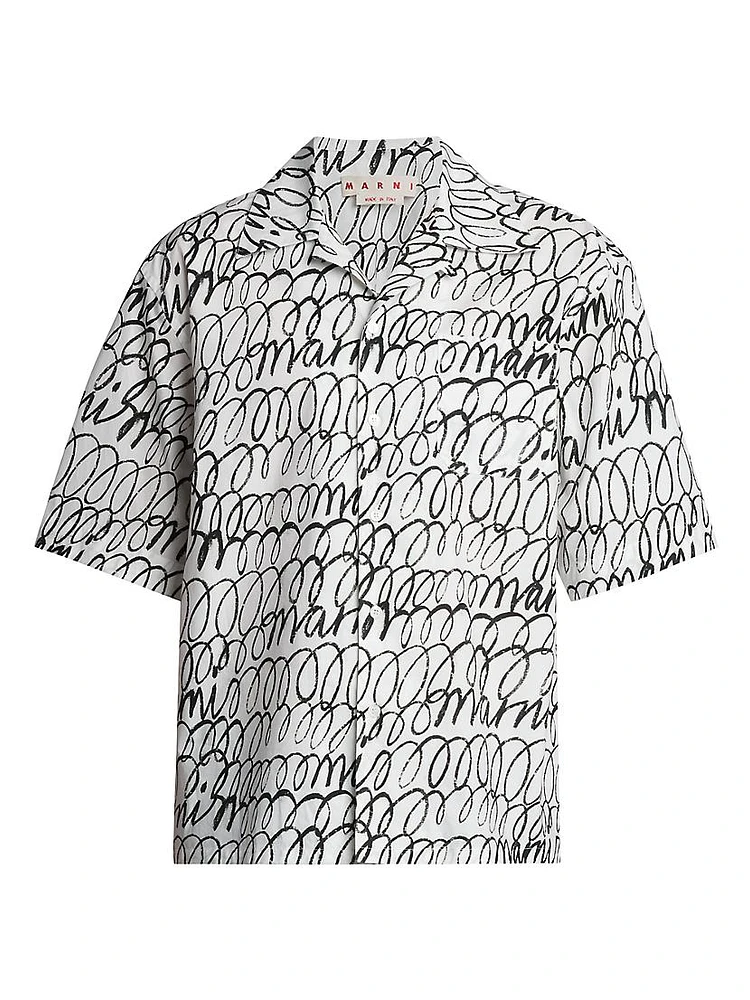 Scribble Cotton Camp Shirt