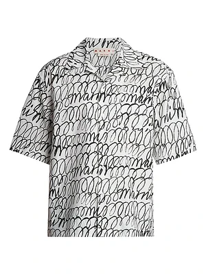 Scribble Cotton Camp Shirt