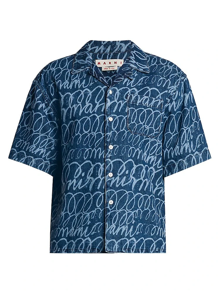 Scribble Denim Camp Shirt