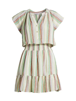 Augustine Stripe Linen-Blend Minidress